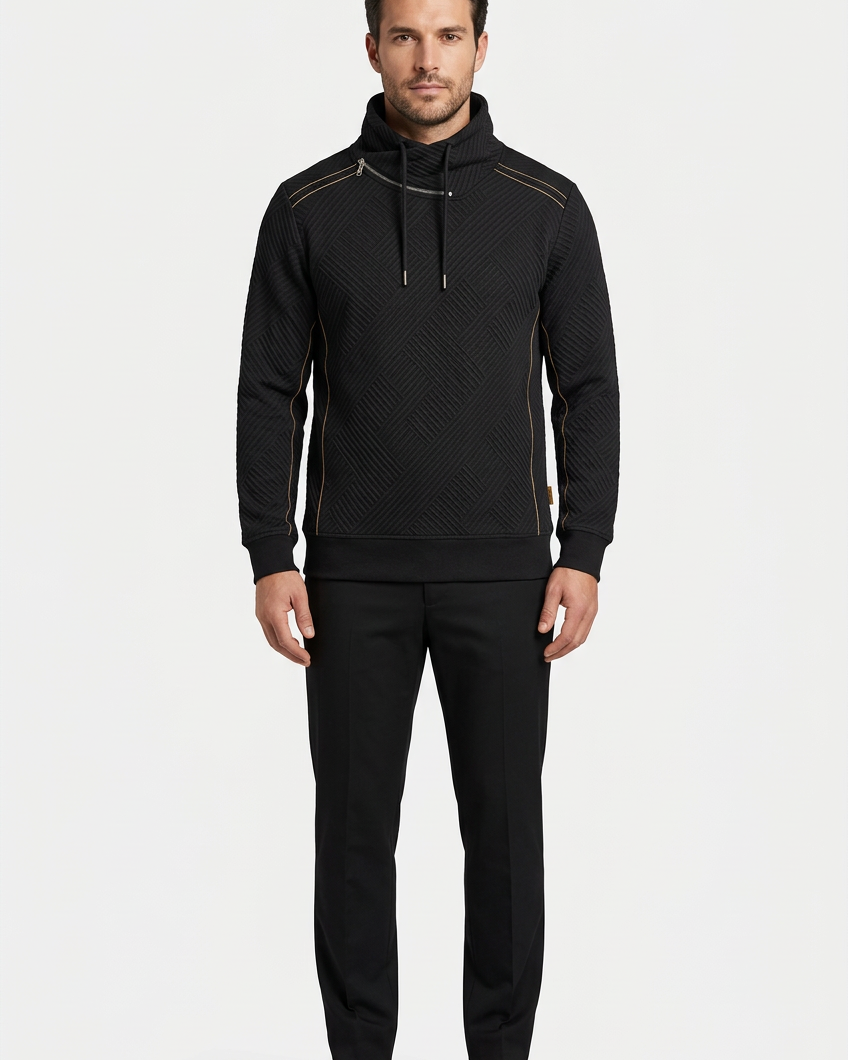 Kavrix Black sweater on model, front view