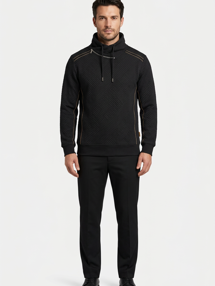 Kavrix Black sweater on model, front view