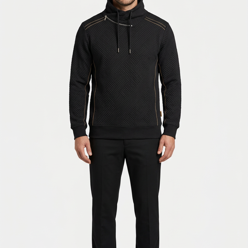 Kavrix Black sweater on model, front view
