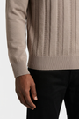 Pullover 76443 Mist Beige texture cuff and hem detail