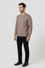 Thuron Light Brown sweater on model, side view