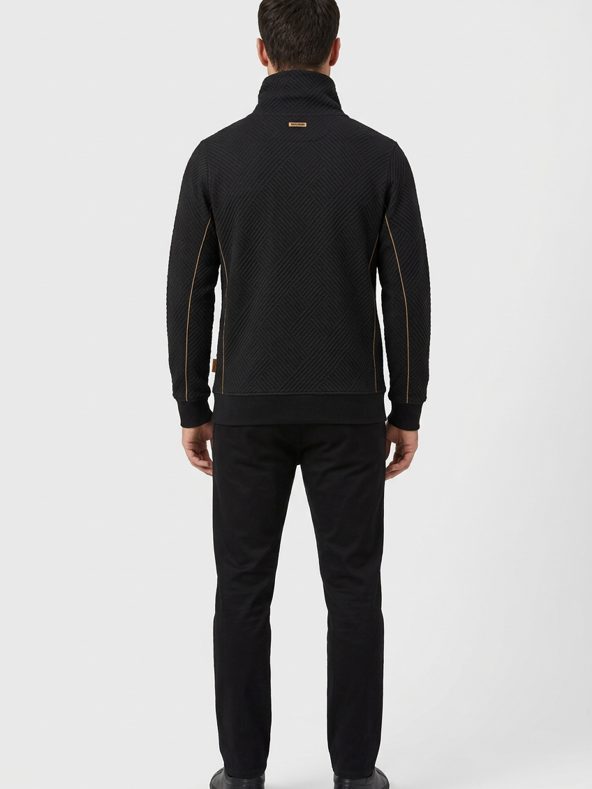 Kavrix Black sweater on model, back view