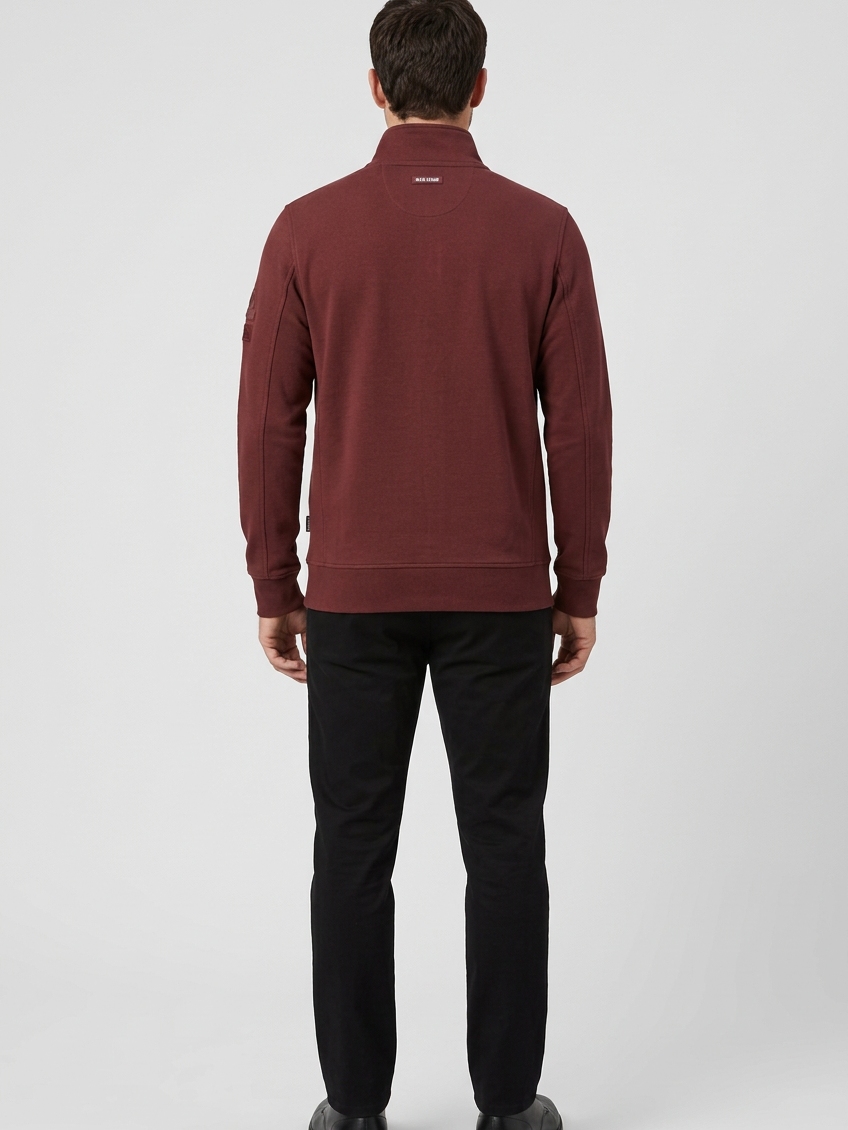 Nerik Dark Brown sweater on model, back view