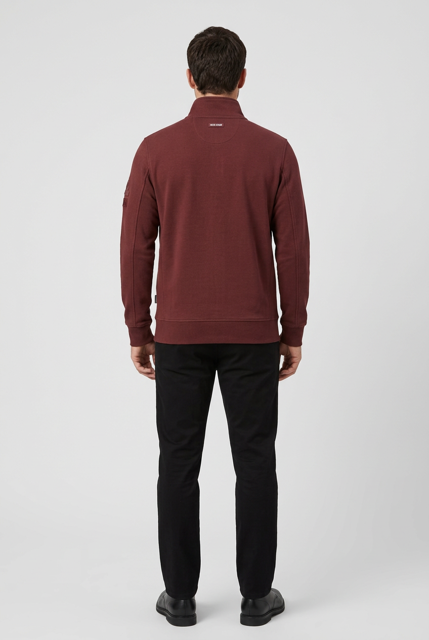 Nerik Dark Brown sweater on model, back view
