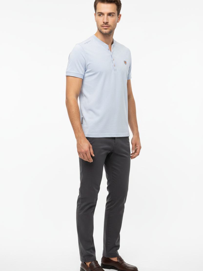 WAM DENIM T-Shirt 79664 Velvet Light Blue - Three-Quarter View