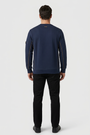 Thuron Navy sweater on model, back view