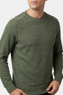 Vurden Dark Green sweater shoulder panels and fabric detail on model