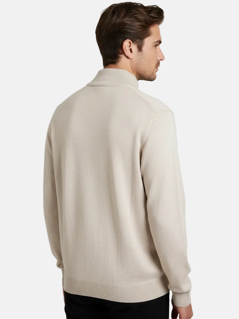 Halron Beige Half-Zip Pullover - Back Upper Body