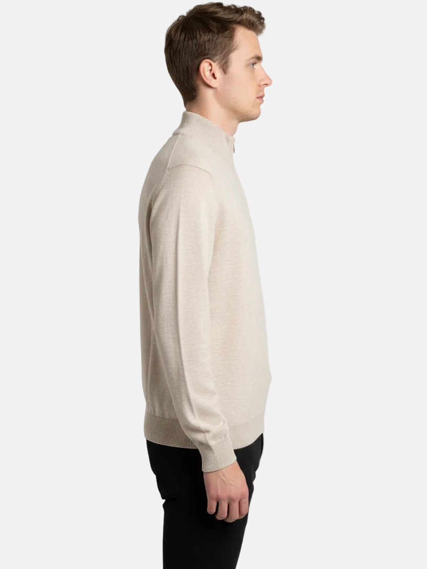 Halron Beige Half-Zip Pullover - Side View