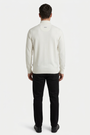 Mist Off White pullover on model, back view