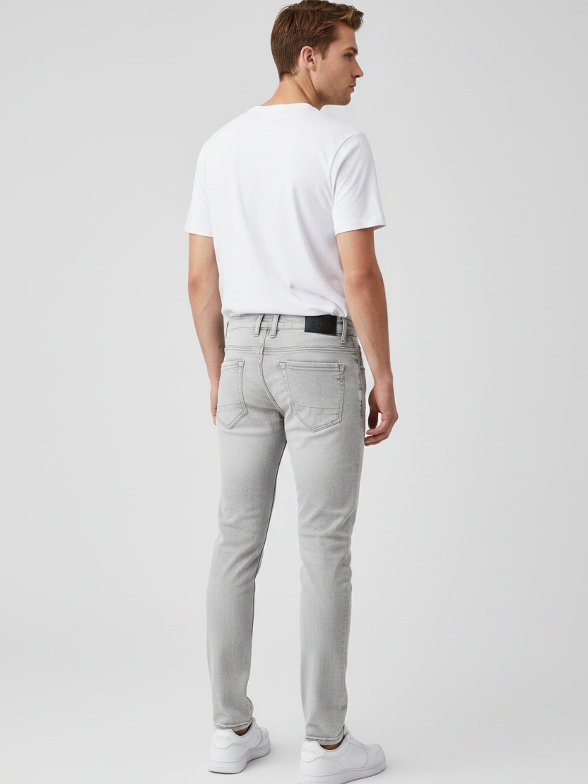Halvik Light Grey Jeans - Back Three Quarter