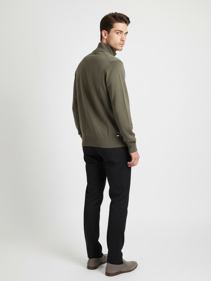 Back view of a male model wearing the Wam Denim Shrap khaki pullover