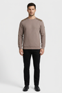Thuron Light Brown sweater on model, front view