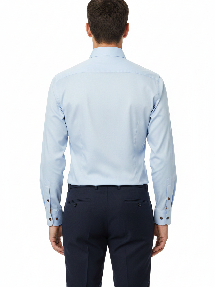 Wam Denim Ordin Light Blue Long Sleeve Shirt – back view on model