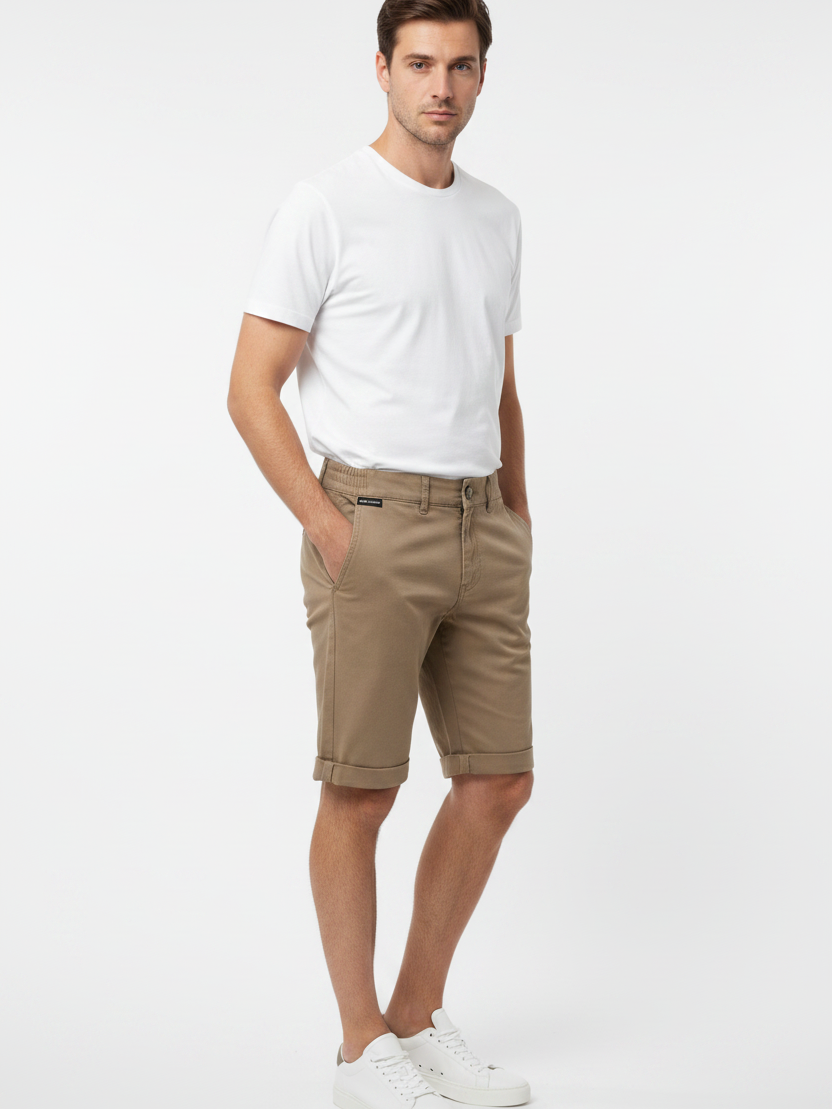 WAM DENIM Korte Broek 72456 Zurex Dark Beige - Three-Quarter View