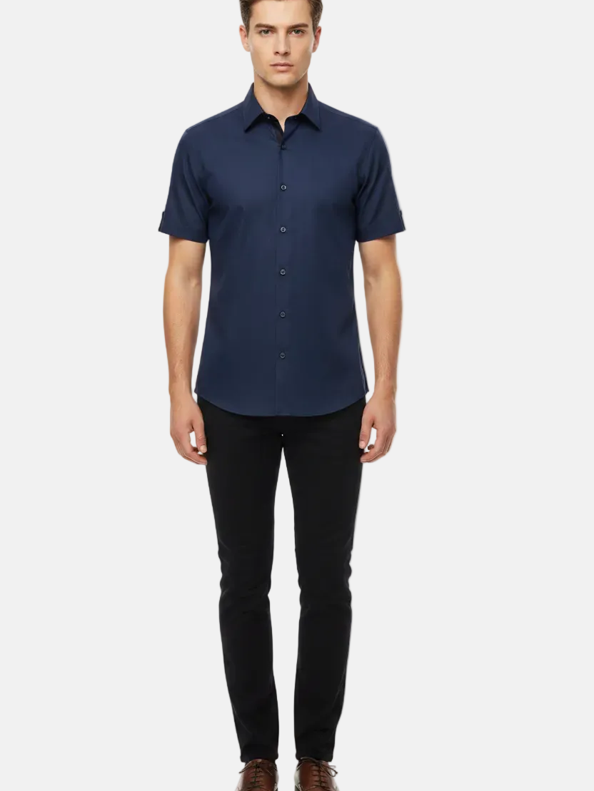 Lorven Navy Short Sleeve Shirt - Front