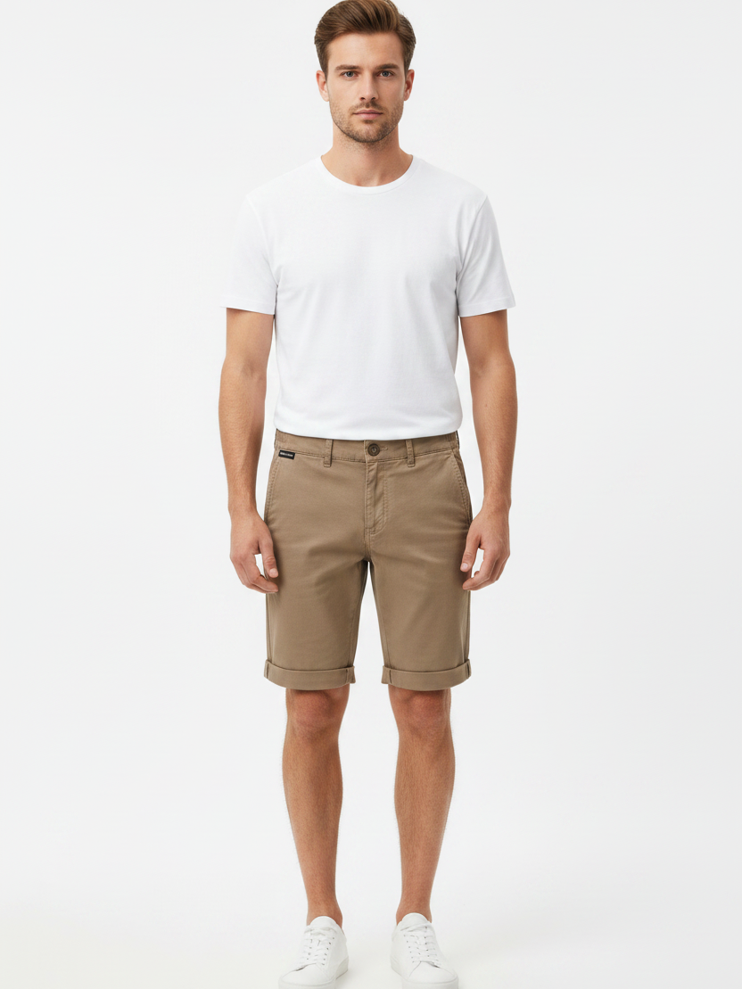 WAM DENIM Korte Broek 72456 Zurex Dark Beige - Front View