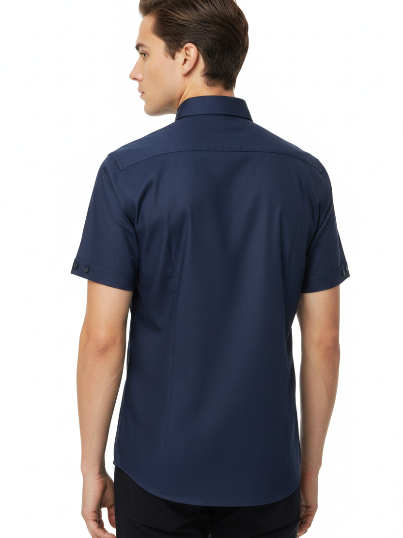 Lorven Navy Short Sleeve Shirt - Back Upper Body