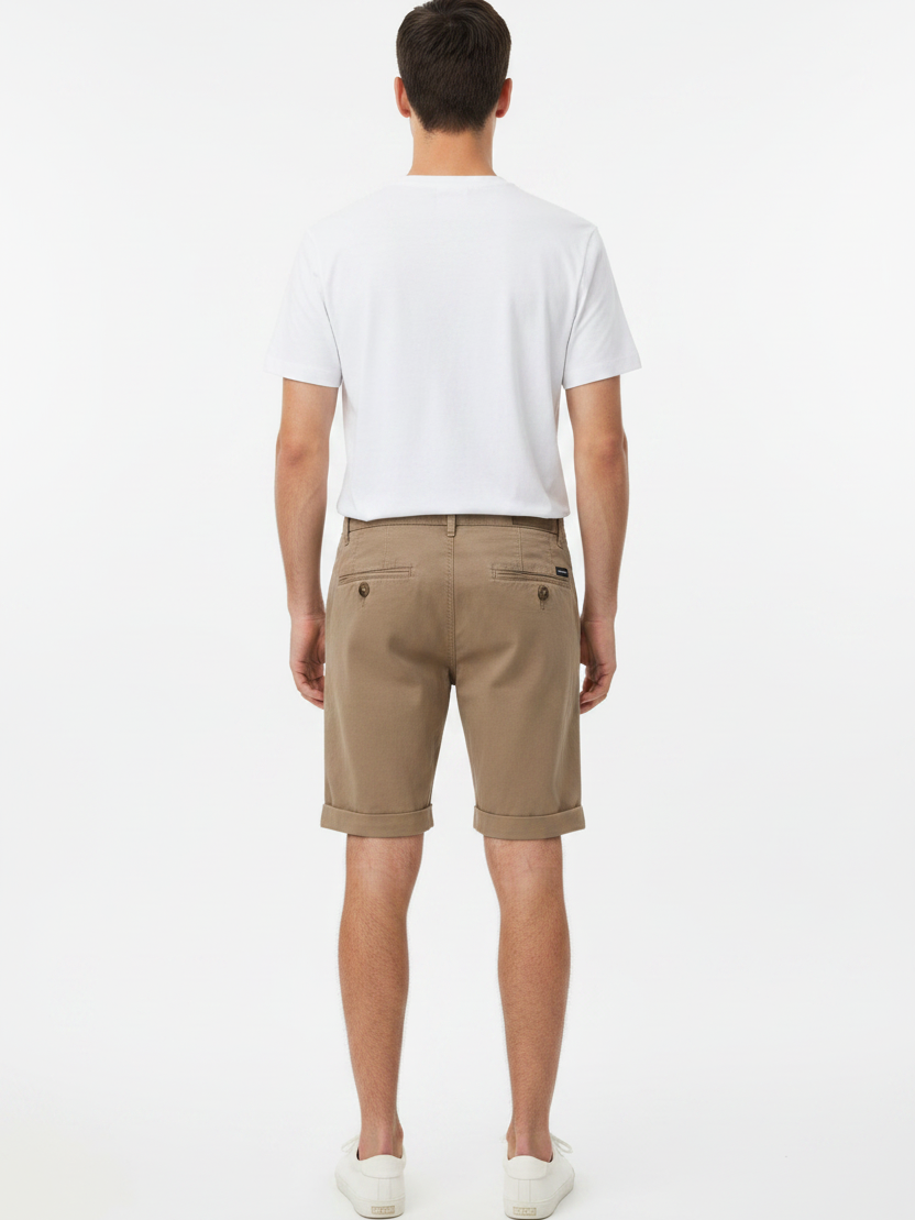 WAM DENIM Korte Broek 72456 Zurex Dark Beige - Back View