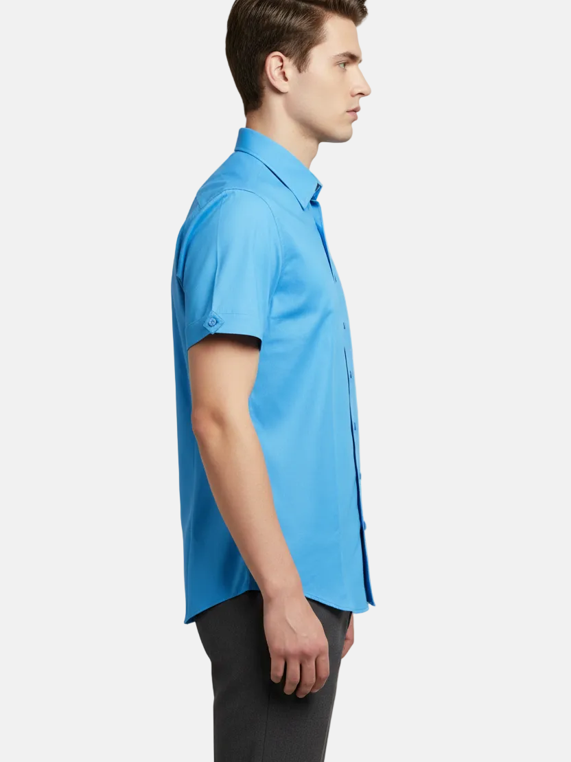 Valmor Sky Blue Short Sleeve Shirt - Side View