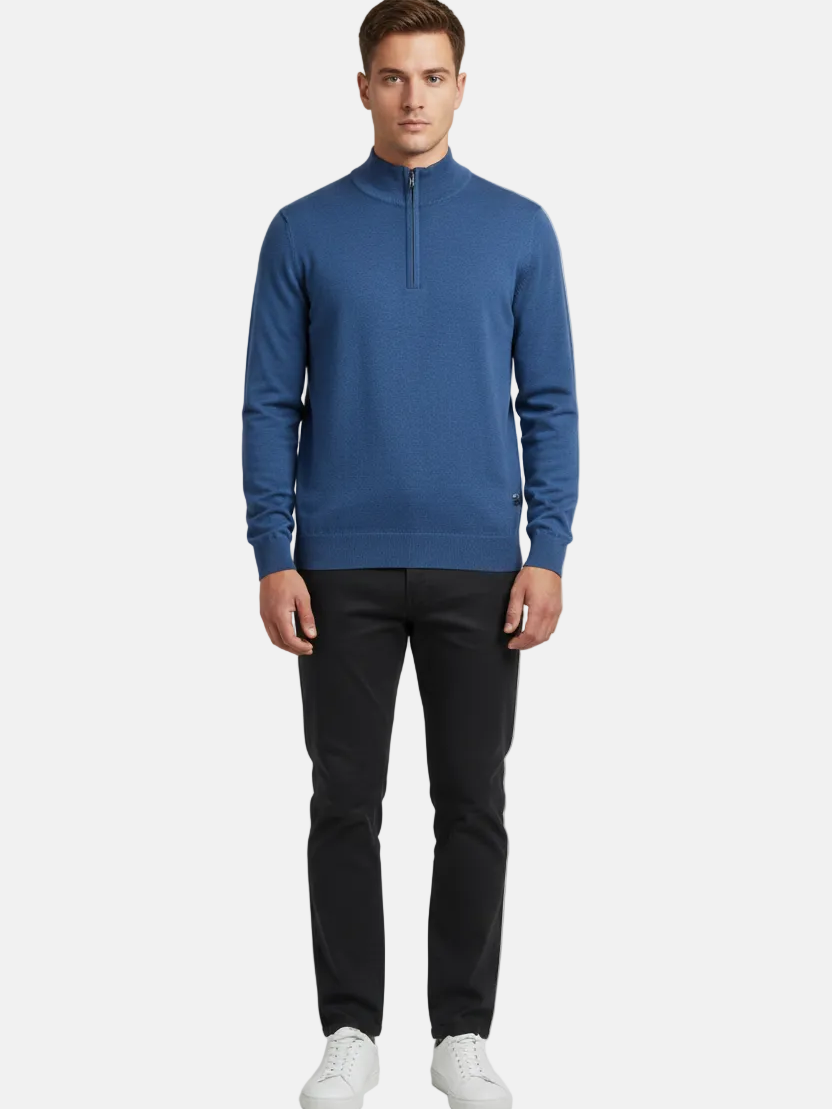 Halron Dark Blue Half-Zip Pullover - Styled