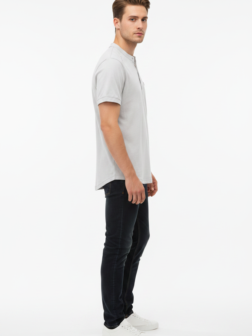WAM DENIM T-Shirt 79664 Velvet Light Grey - Side View