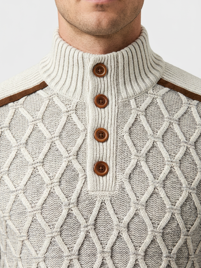 Sweater 77557 Ebony collar and button detail