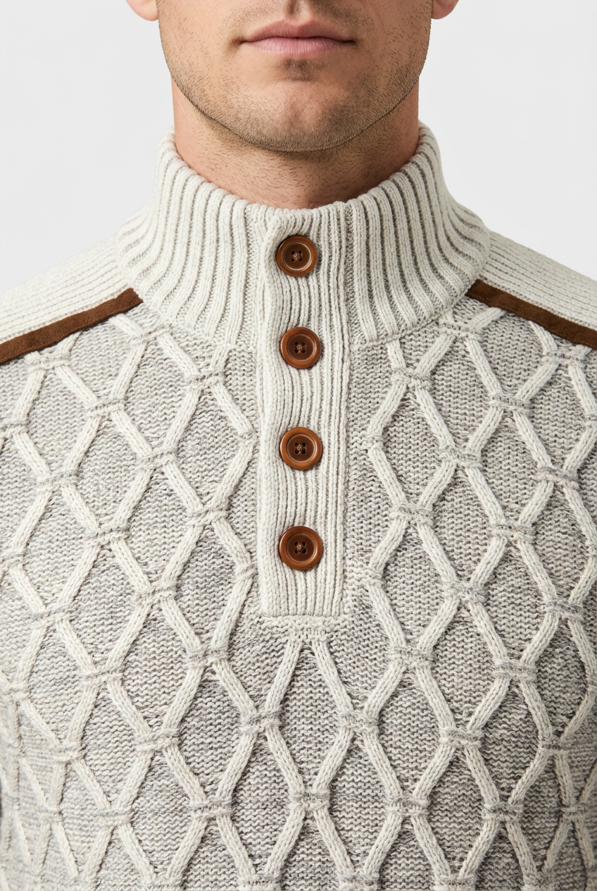 Sweater 77557 Ebony collar and button detail
