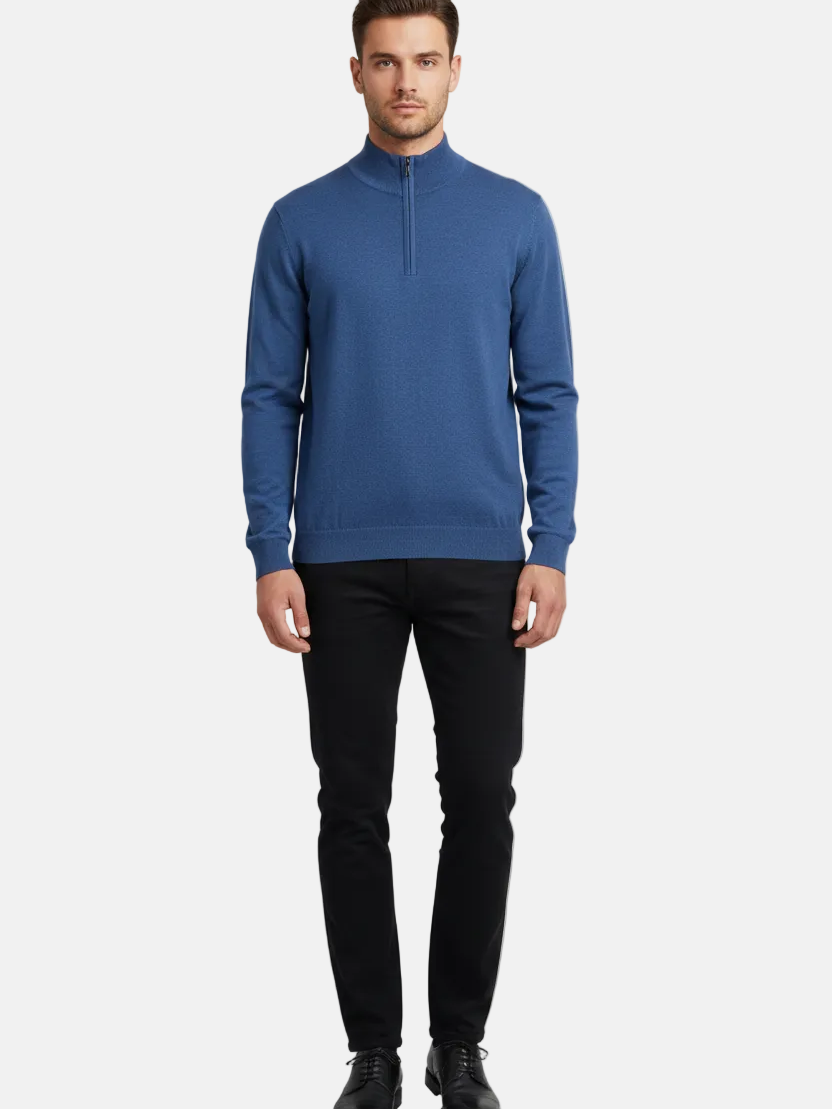 Halron Dark Blue Half-Zip Pullover - Front