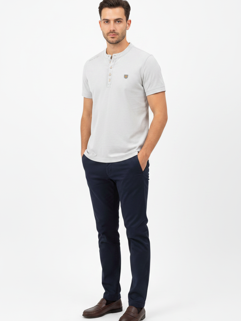 WAM DENIM T-Shirt 79664 Velvet Light Grey - Three-Quarter View
