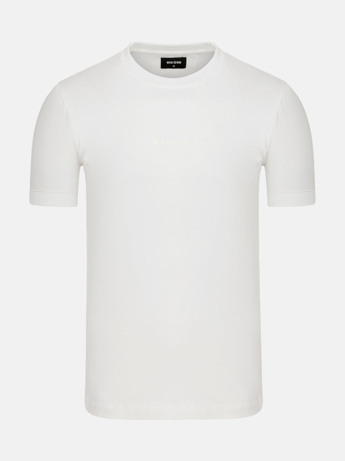 White men’s regular fit T-shirt with crew neck and minimalist logo print