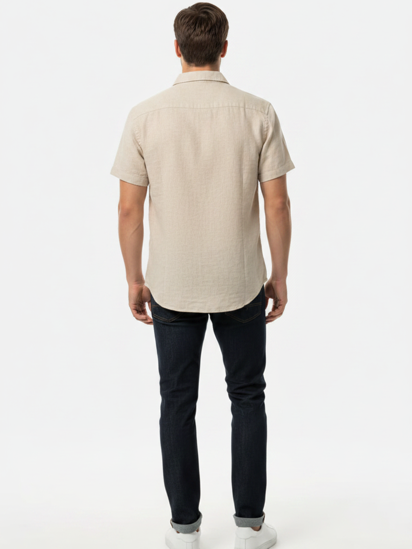 Quarn Beige Shirt – Back on Model