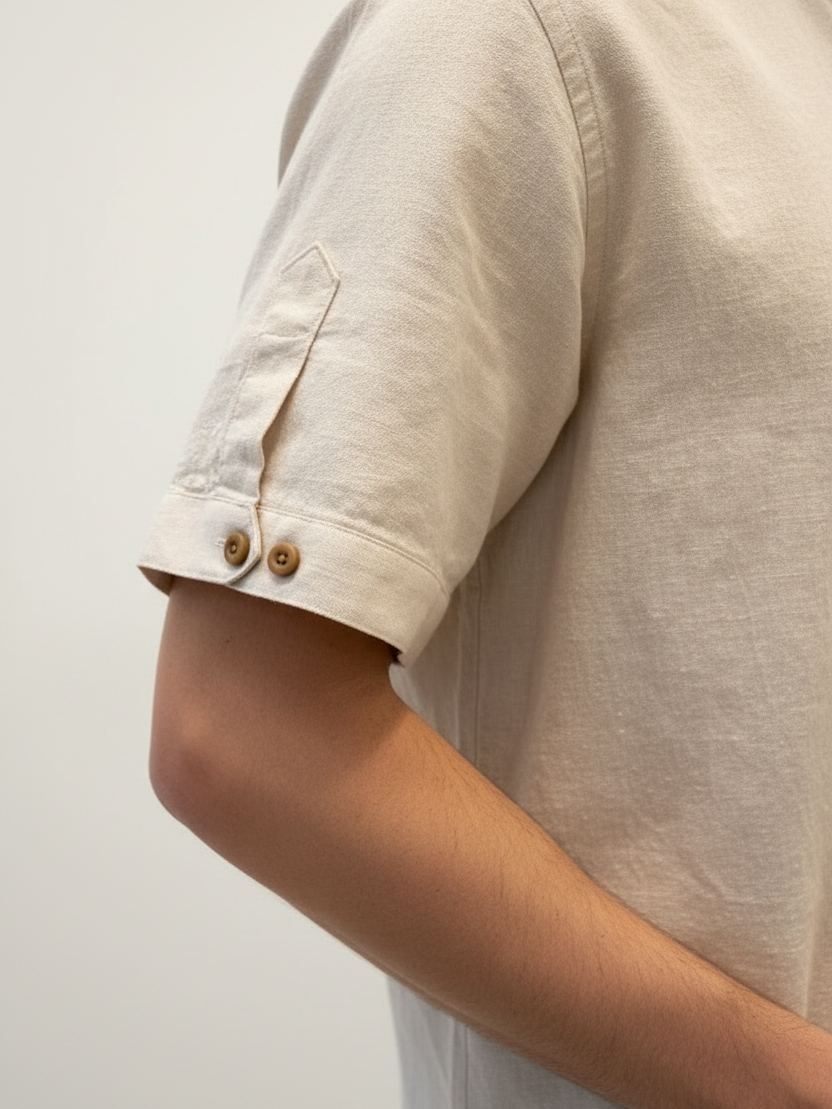 Quarn Beige Shirt – Detail Shot