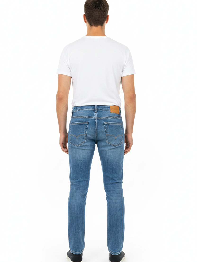 Rylor Blue Jeans – Model Back Full Length