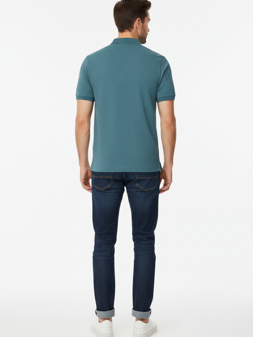The Linvar Petrol Polo - Back view